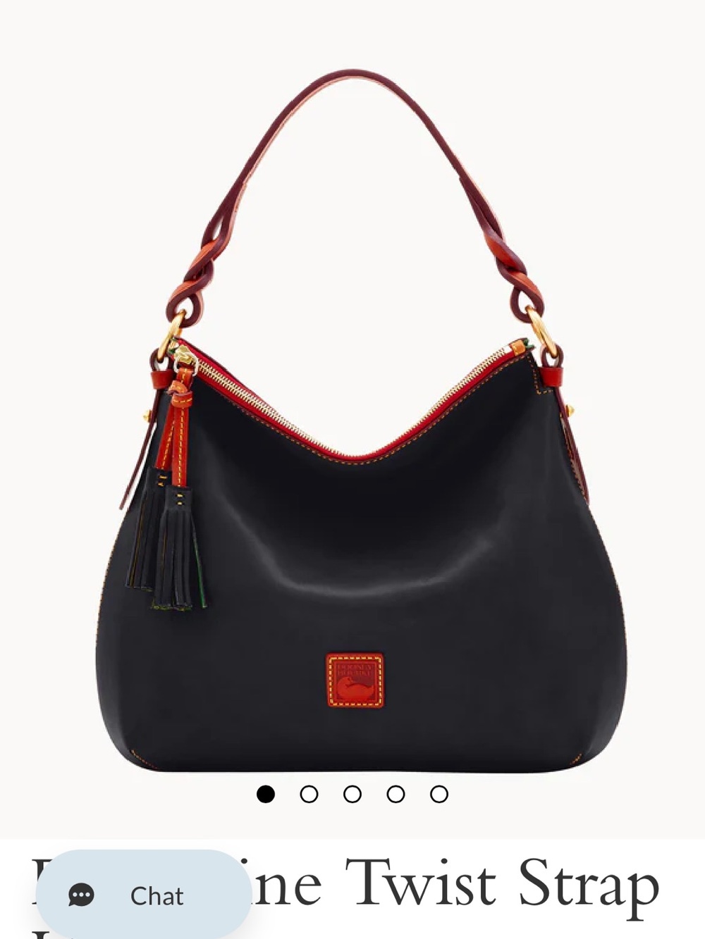 Dooney & Bourke Navy Florentine Twist Strap Hobo Brown Trim and Tassel - Picture 3 of 16